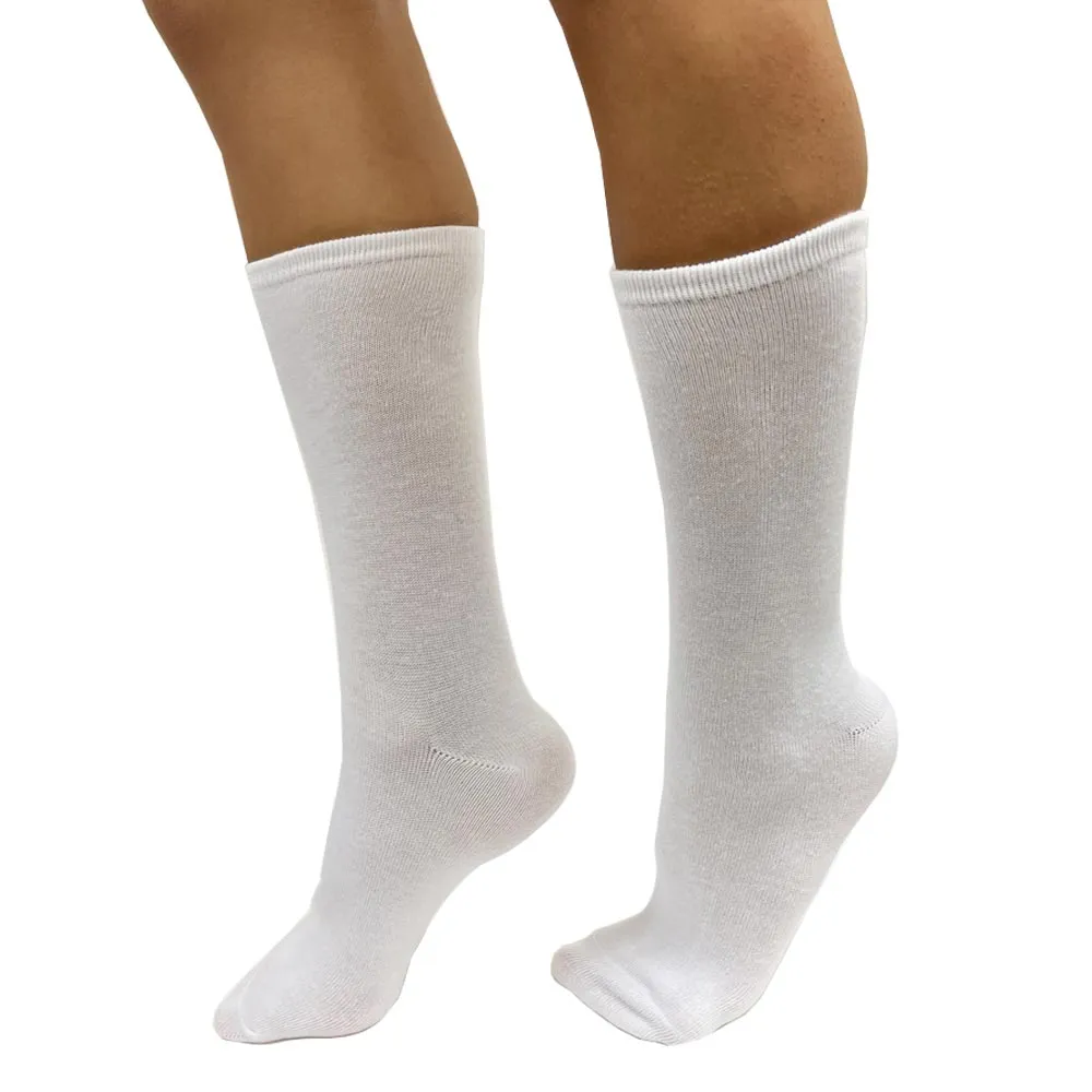 12 Pair Crew Socks White Knocker Basic Solid Unisex Casual Wear Work Size 9-11
