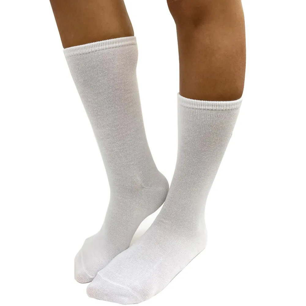 12 Pair Crew Socks White Knocker Basic Solid Unisex Casual Wear Work Size 9-11