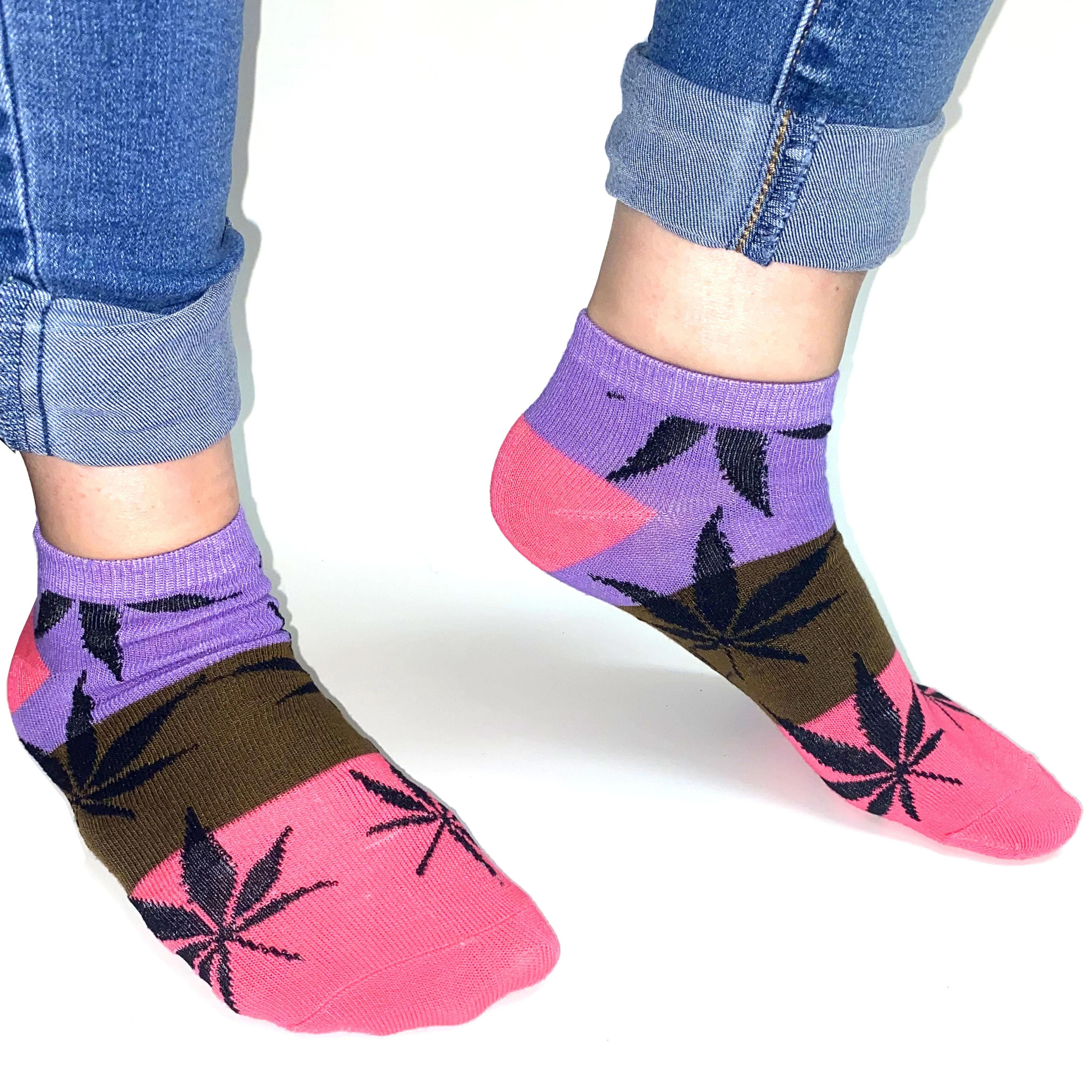 12 Pairs Womens Ankle Quarter Socks Size 9-11 Marijuana Weed Leaf Fashion Casual