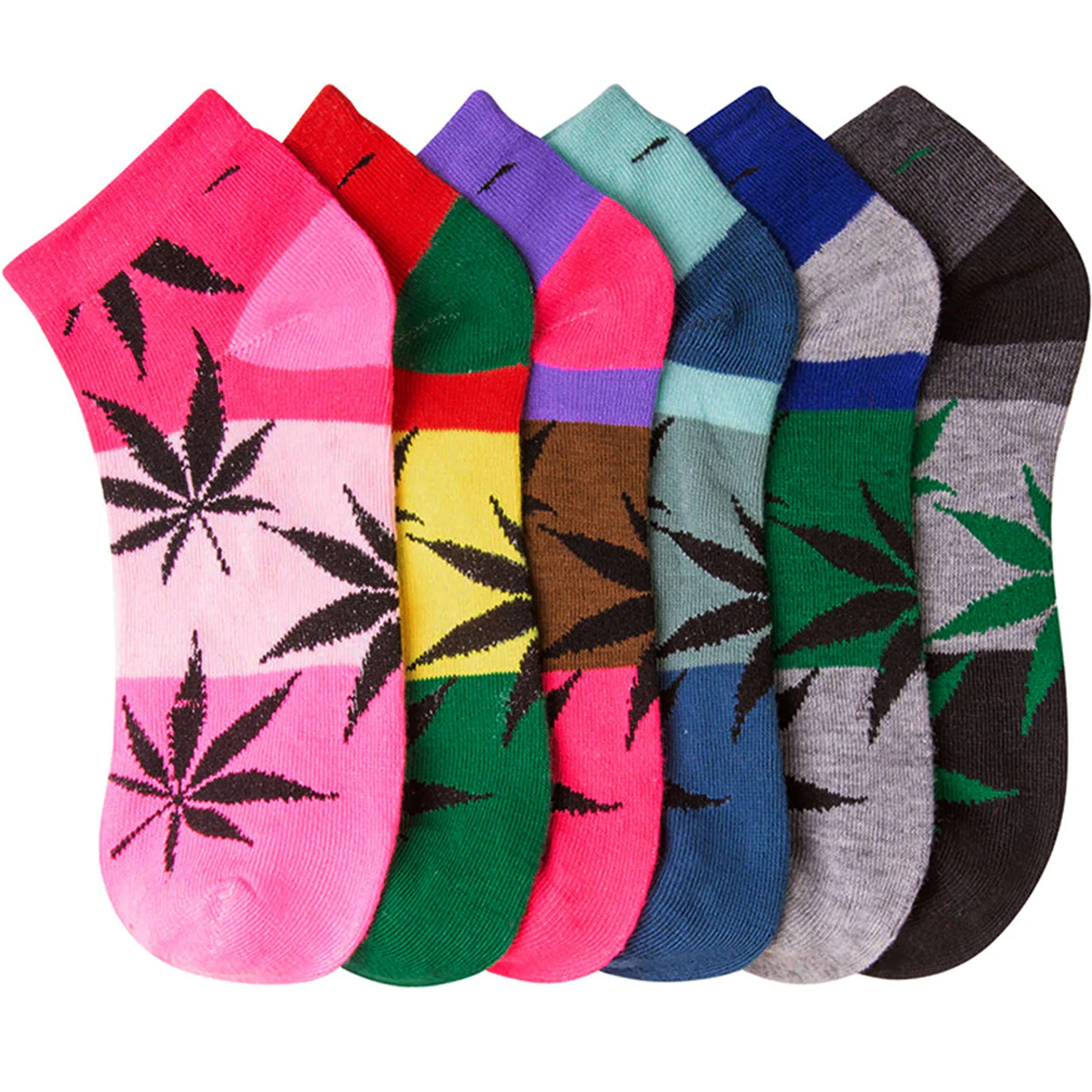 12 Pairs Womens Ankle Quarter Socks Size 9-11 Marijuana Weed Leaf Fashion Casual
