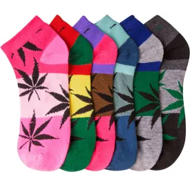 12 Pairs Womens Ankle Quarter Socks Size 9-11 Marijuana Weed Leaf Fashion Casual