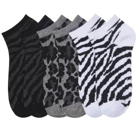 24 Pairs Lot Wholesale Women Casual Low Cut Ankle Socks Zebra Animal Print 9-11