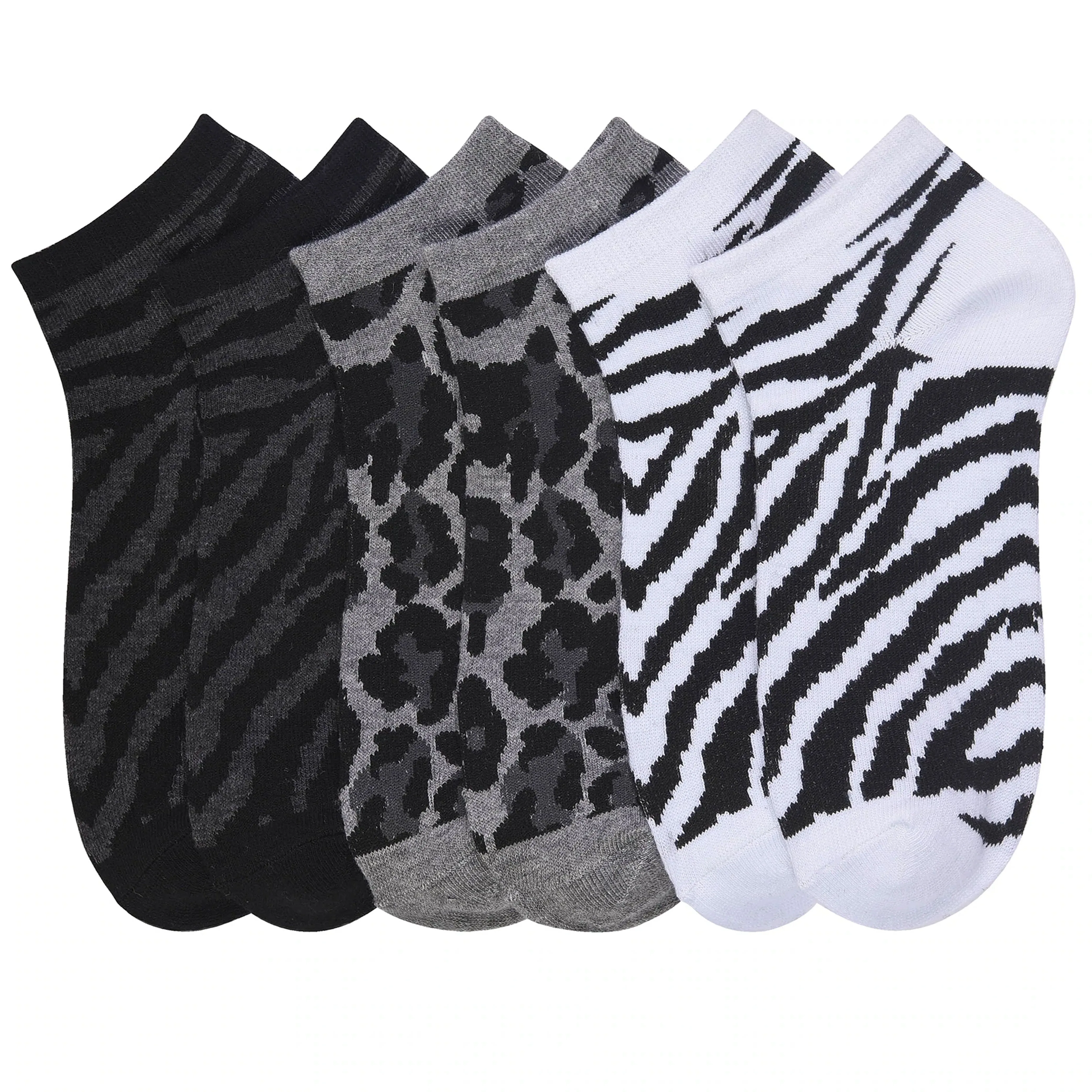 24 Pairs Lot Wholesale Women Casual Low Cut Ankle Socks Zebra Animal Print 9-11