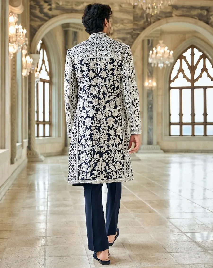 Chapelle Navy & Silver Sherwani Set