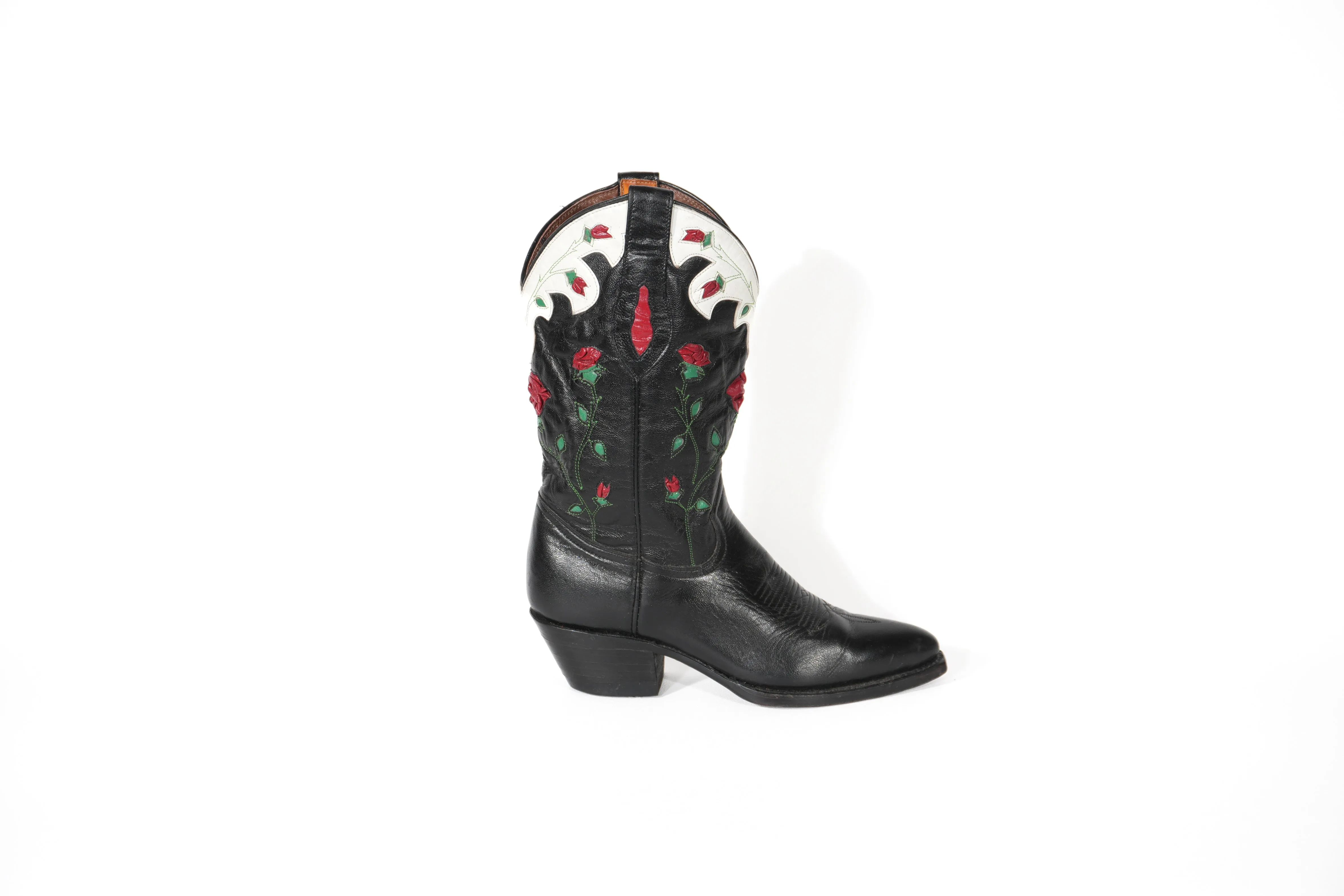 Cowgirl Boots ROSE Vintage 90s Decorated Art Cowboy Boots Size 6