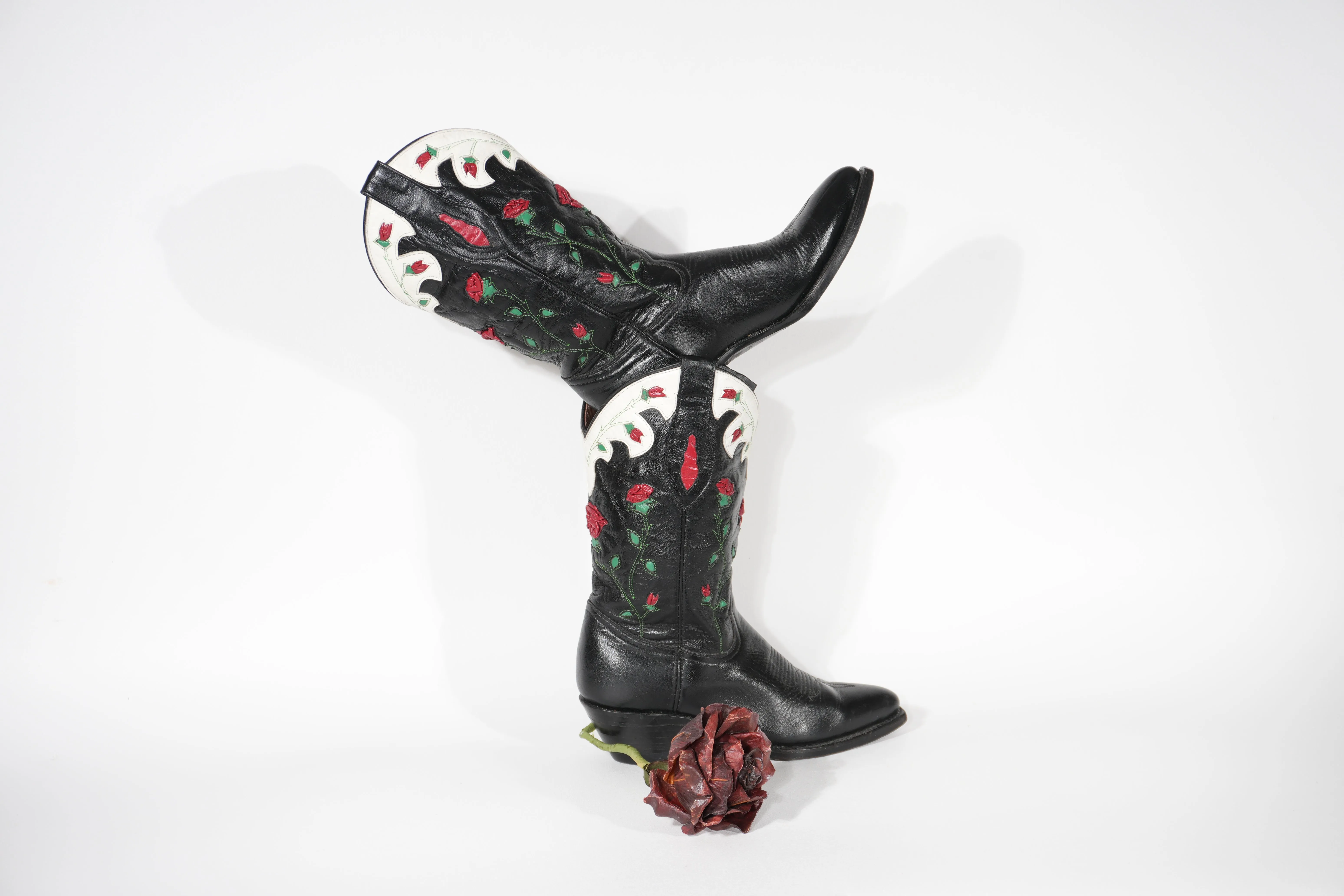 Cowgirl Boots ROSE Vintage 90s Decorated Art Cowboy Boots Size 6