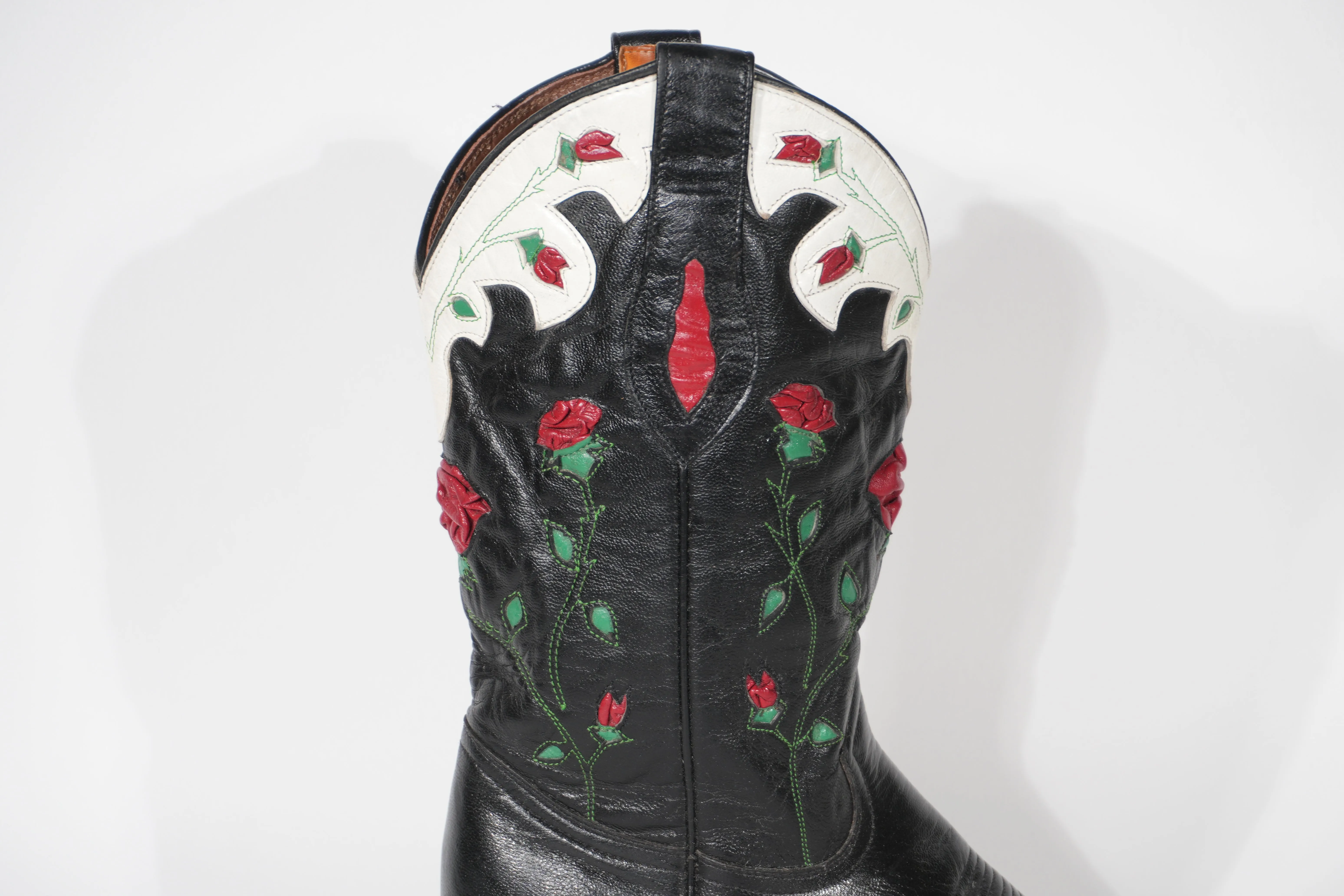 Cowgirl Boots ROSE Vintage 90s Decorated Art Cowboy Boots Size 6
