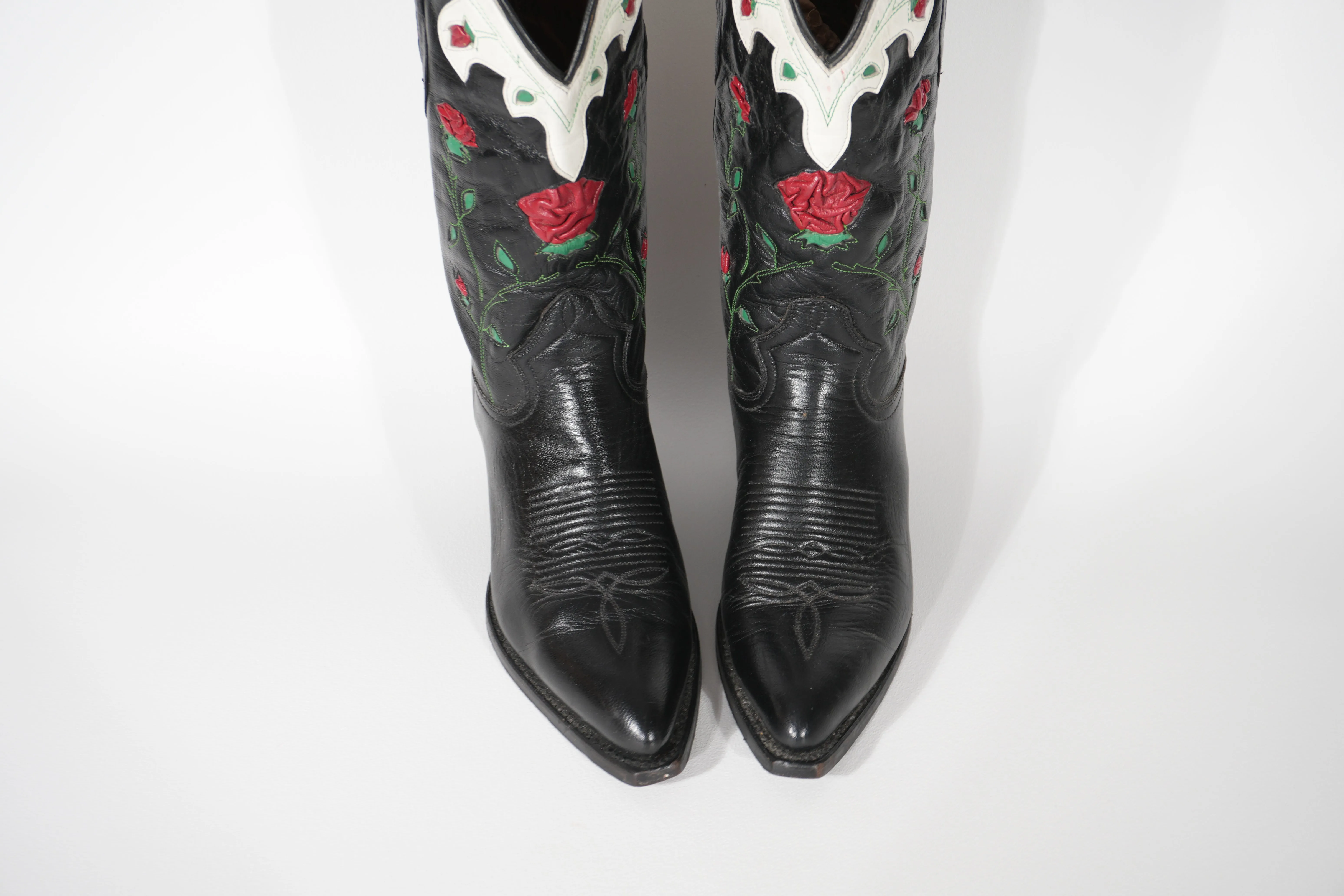 Cowgirl Boots ROSE Vintage 90s Decorated Art Cowboy Boots Size 6