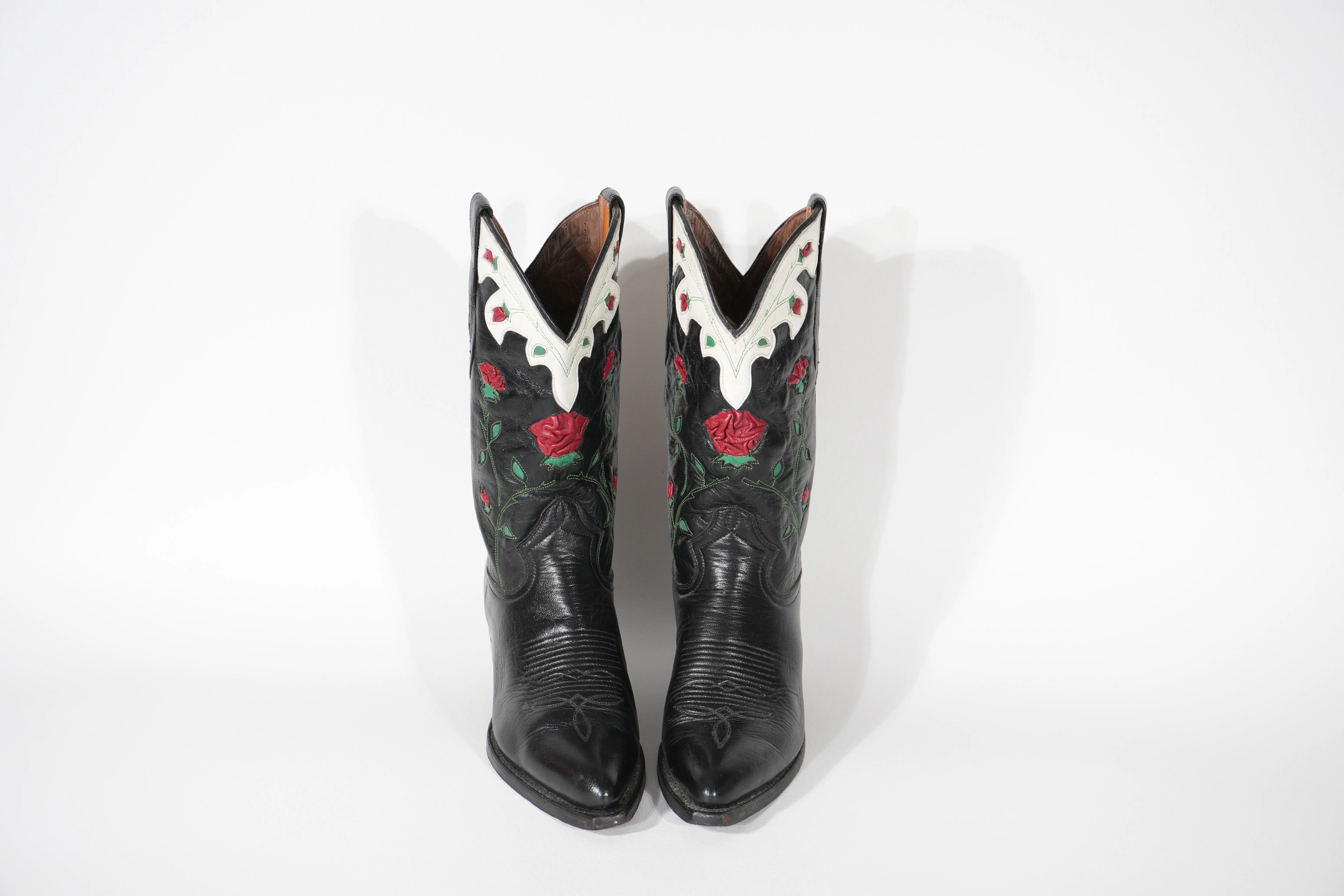 Cowgirl Boots ROSE Vintage 90s Decorated Art Cowboy Boots Size 6