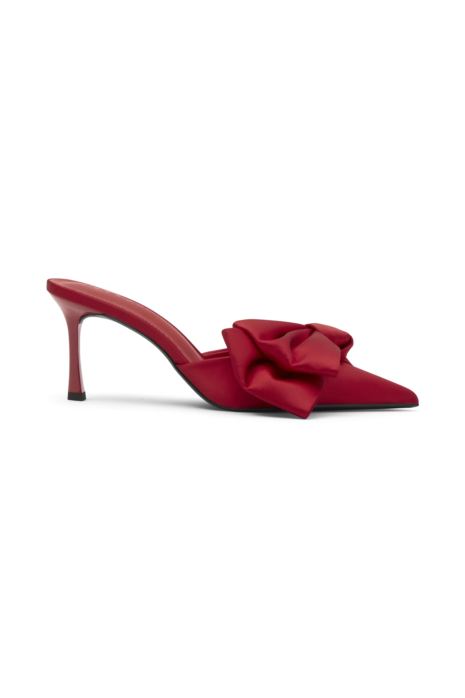Elena Pointed Satin Bow Heel - Red