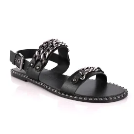 Giuseppe Zanotti Triple Chain Leather Sandals - Black
