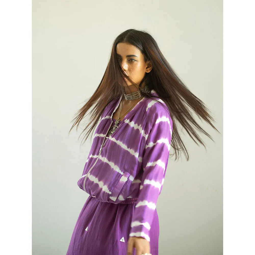 Gulaal Purple Tie & Dye Dress & Jacket (Set of 2)