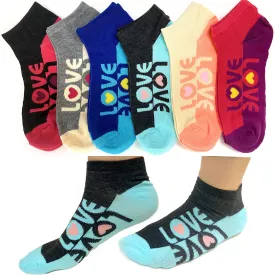 Lot 24 Pair Women's Socks Love Ankle Low Cut Casual Multi Color Cotton Size 9-11