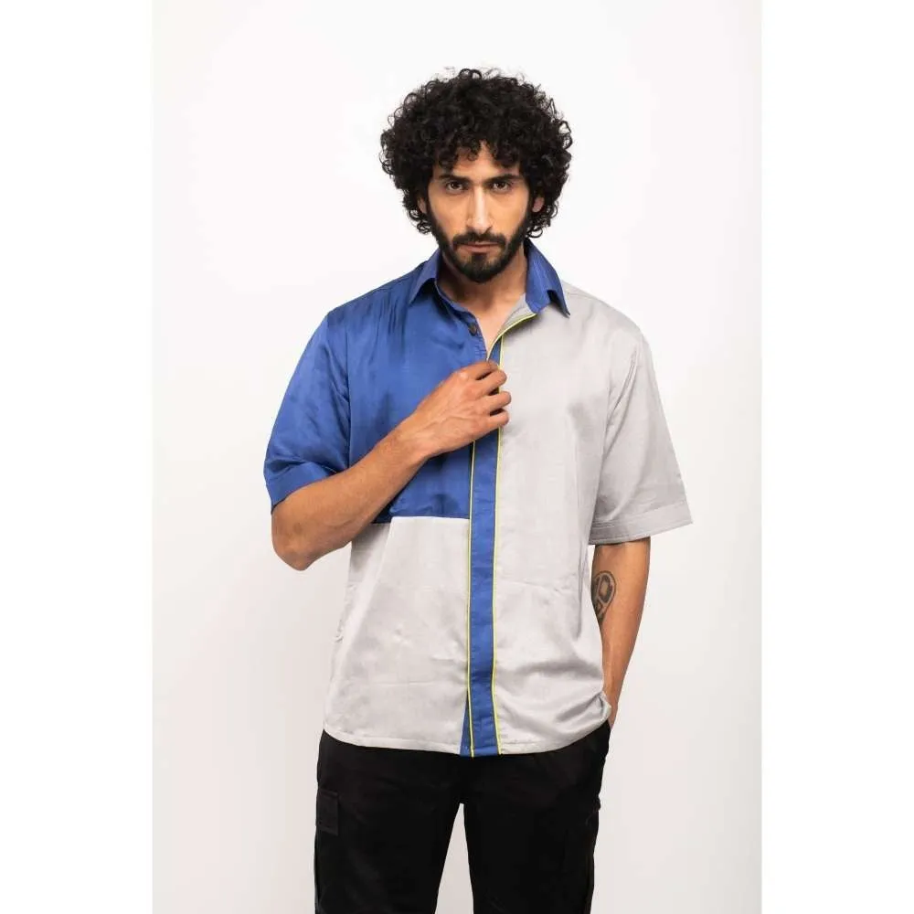 NEORA BY NEHAL CHOPRA Navy Blue and Grey Colorblocked Co-Ord Set (Set of 2)