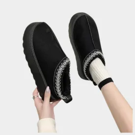 Snow Boots For Women - Warm Cashmere Half Slippers Without Heel in Beige, Black, Army Green