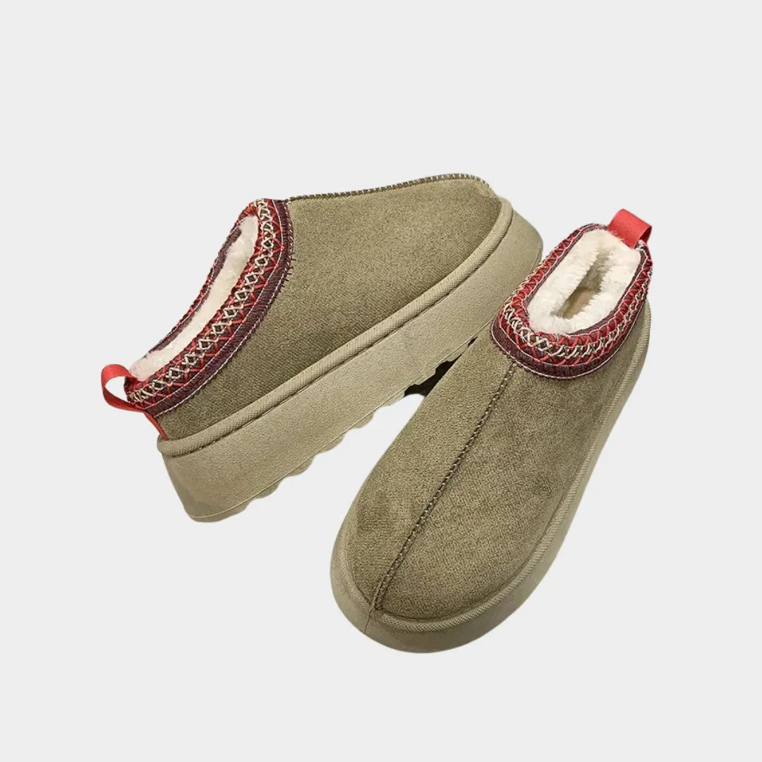 Snow Boots For Women - Warm Cashmere Half Slippers Without Heel in Beige, Black, Army Green
