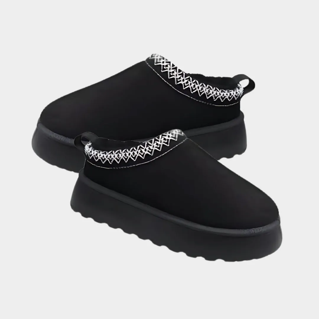 Snow Boots For Women - Warm Cashmere Half Slippers Without Heel in Beige, Black, Army Green