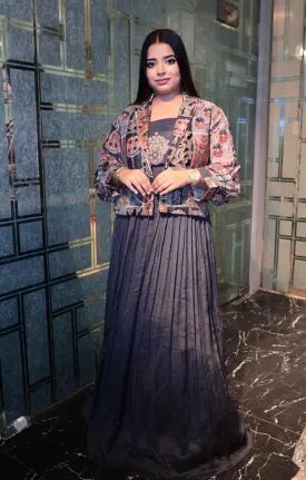 Stylish Wedgewood Chinnon Indo Western Dress for Plus Size